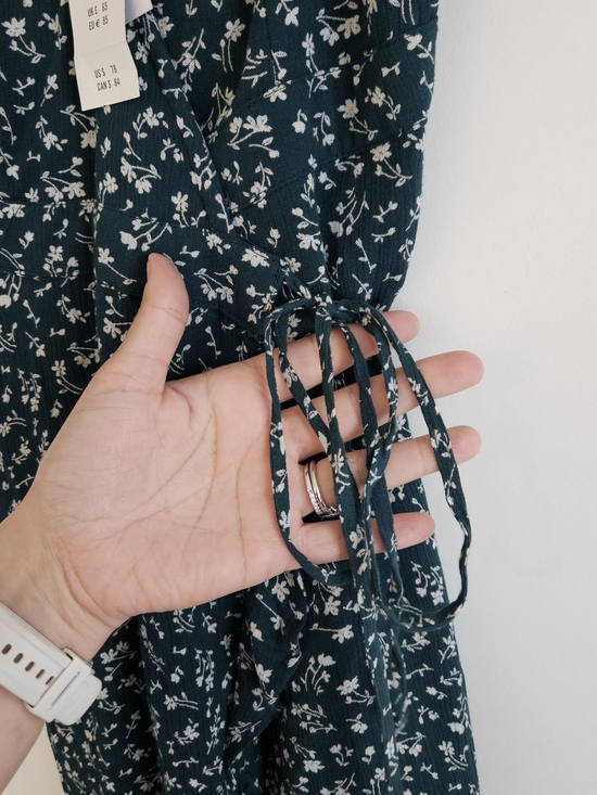 Abercrombie & Fitch Emerald Green Floral Wrap High-Low Dress NWT - Picture 4 of 7